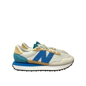 New Balance 237 Sneakers Mens 9.5 Tan Blue Suede Casual Athletic Shoes WS237TA